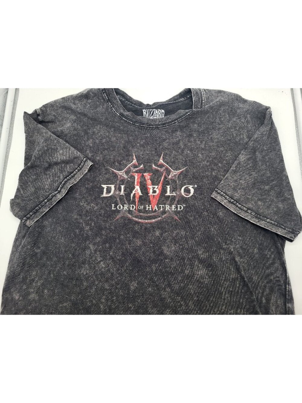 Diablo IV: Lord of Hatred Logo Black T-Shirt Blizzard Distressed Graphic SZ LG